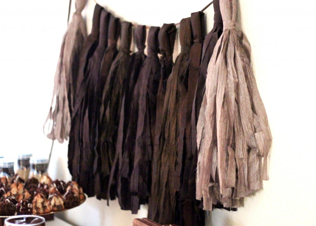 brown silk tassel garland, chocolate shower