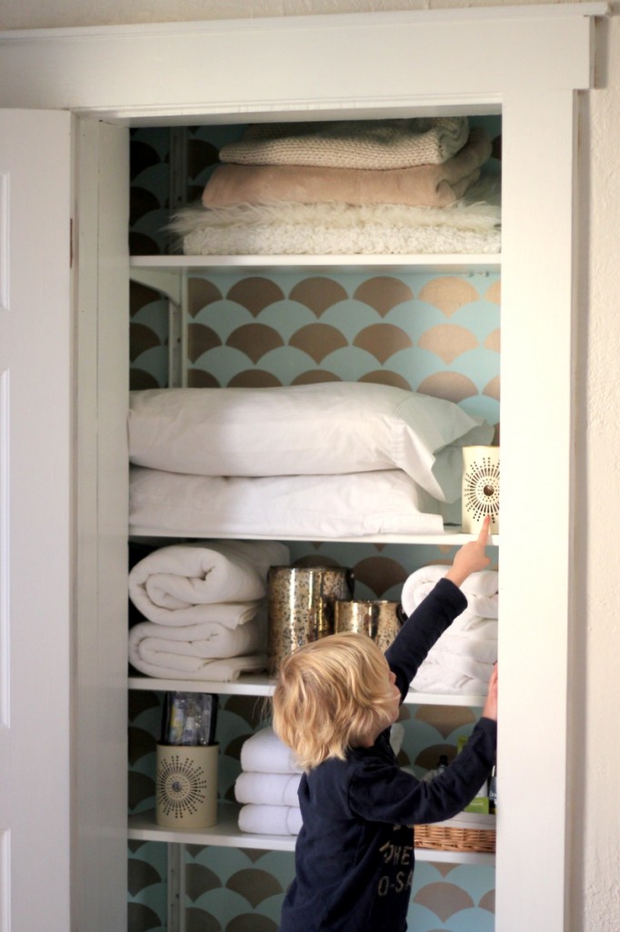 stenciled guest closet