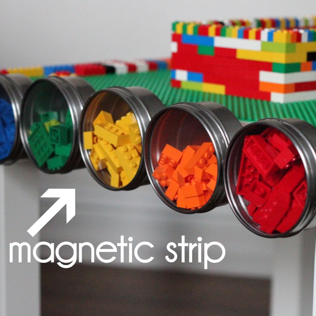 DIY lego table with magnetic strip on one side
