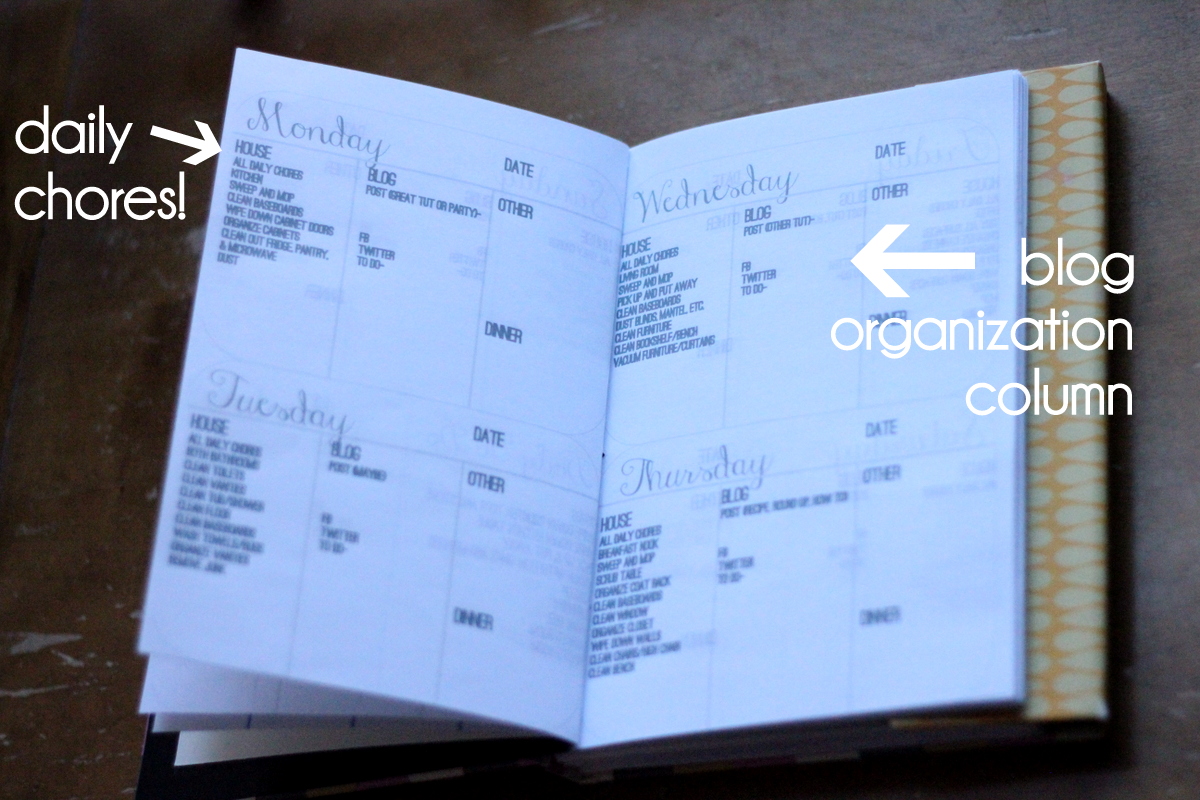 customized 2013 planner with chore lists