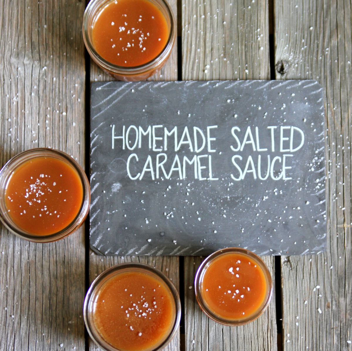 homemade salted caramel sauce- serve on ice cream, cheesecake, fruit (or eat it with a spoon!)