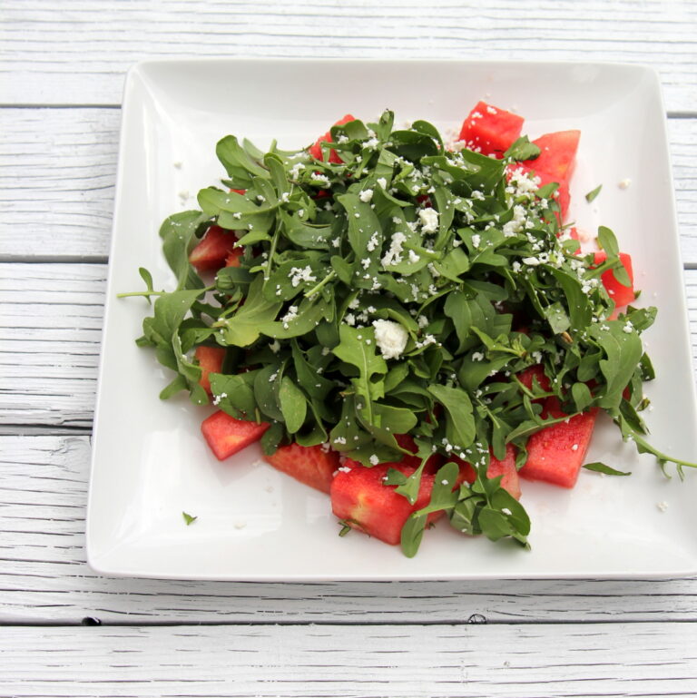 arugula and watermelon salad with citrus vinaigrette