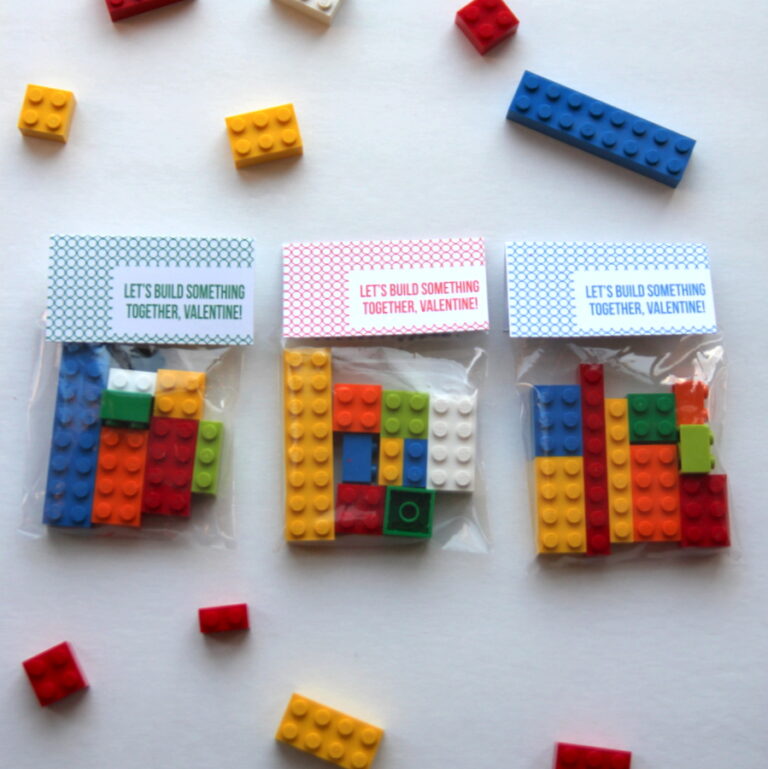 free printable valentines- “let’s build” lego bag labels