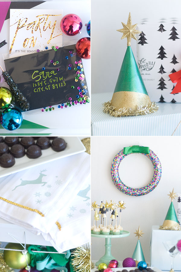 Season to sparkle party hop- this glittery party is FULL of christmas, new year's and birthday party ideas!