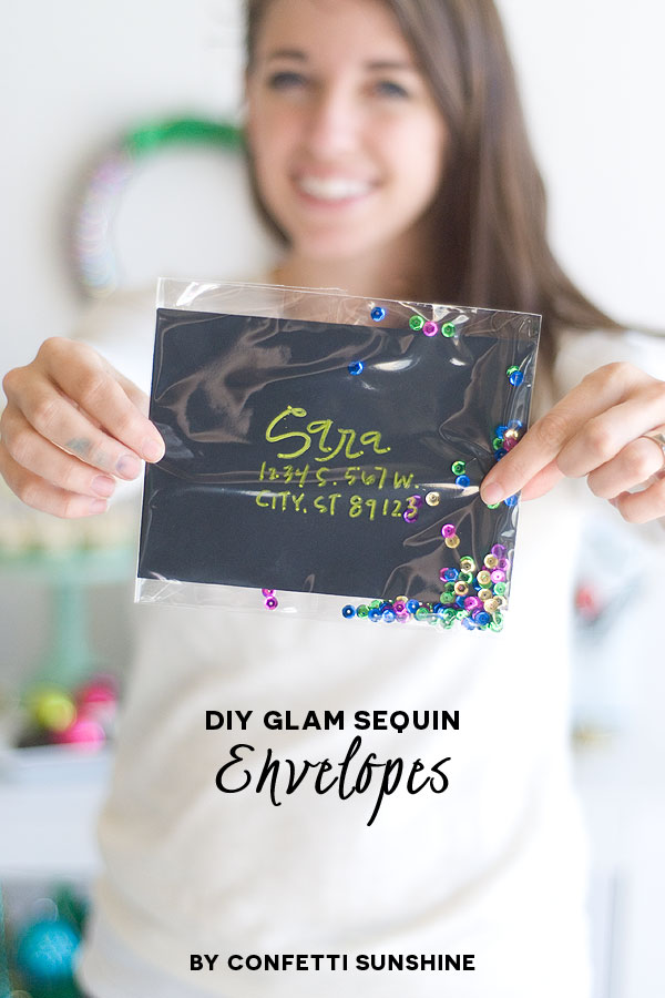 Season to Sparkle Party Hop- DIY sequin envelopes