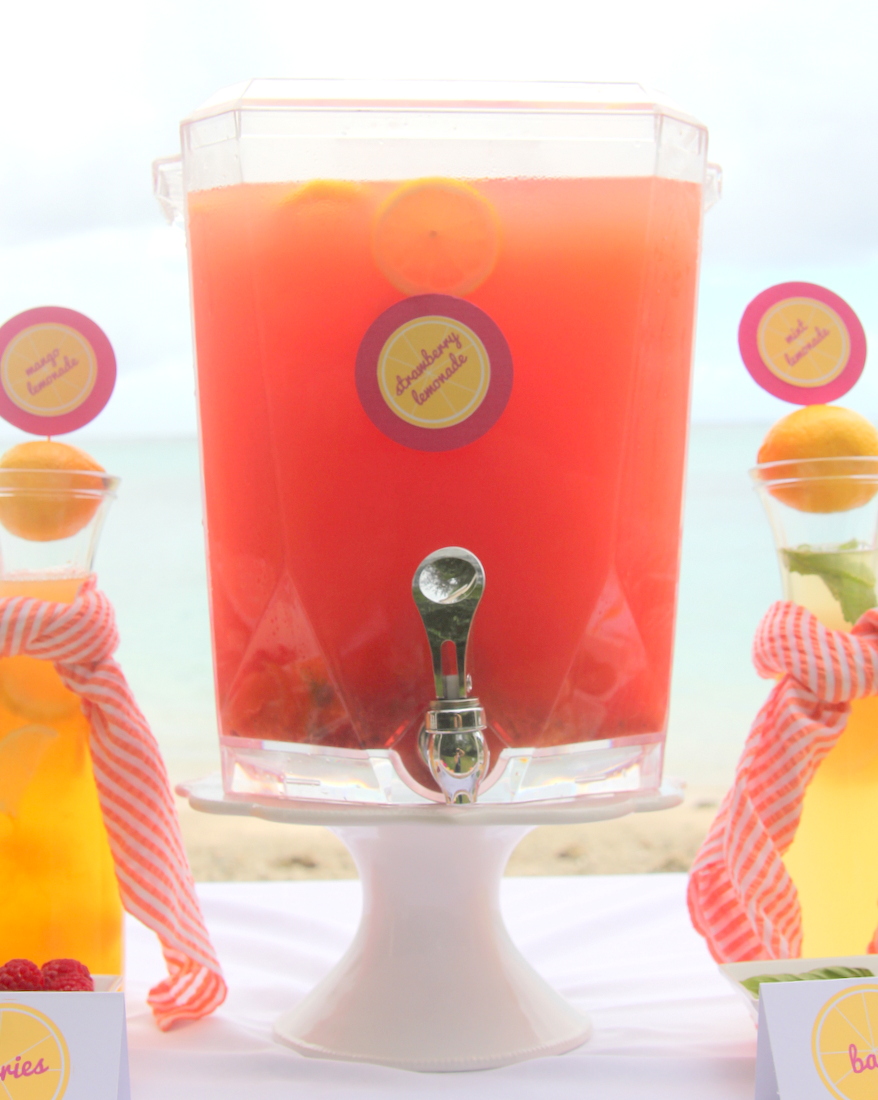 Looking for a refreshing drink station for a beach-y party (or wedding)? This lemonade bar is perfection!