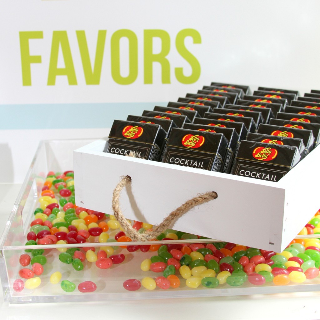 favors at a science themed party- jelly belly jelly beans!