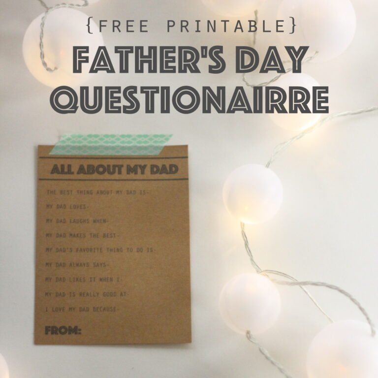 free father’s day printable questionnaire