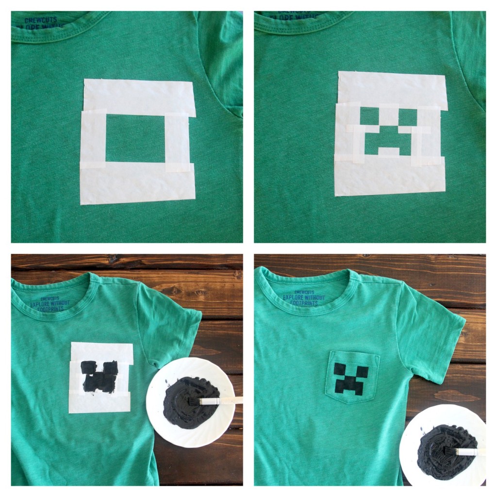 last minute DIY boy gift idea- this Minecraft creeper shirt takes about 20 minutes to put together!