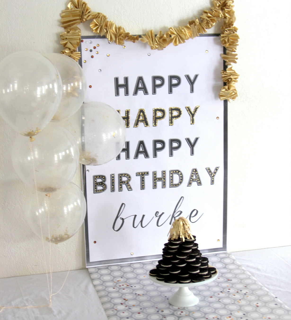 easy birthday party decor idea- make this poster for $3!