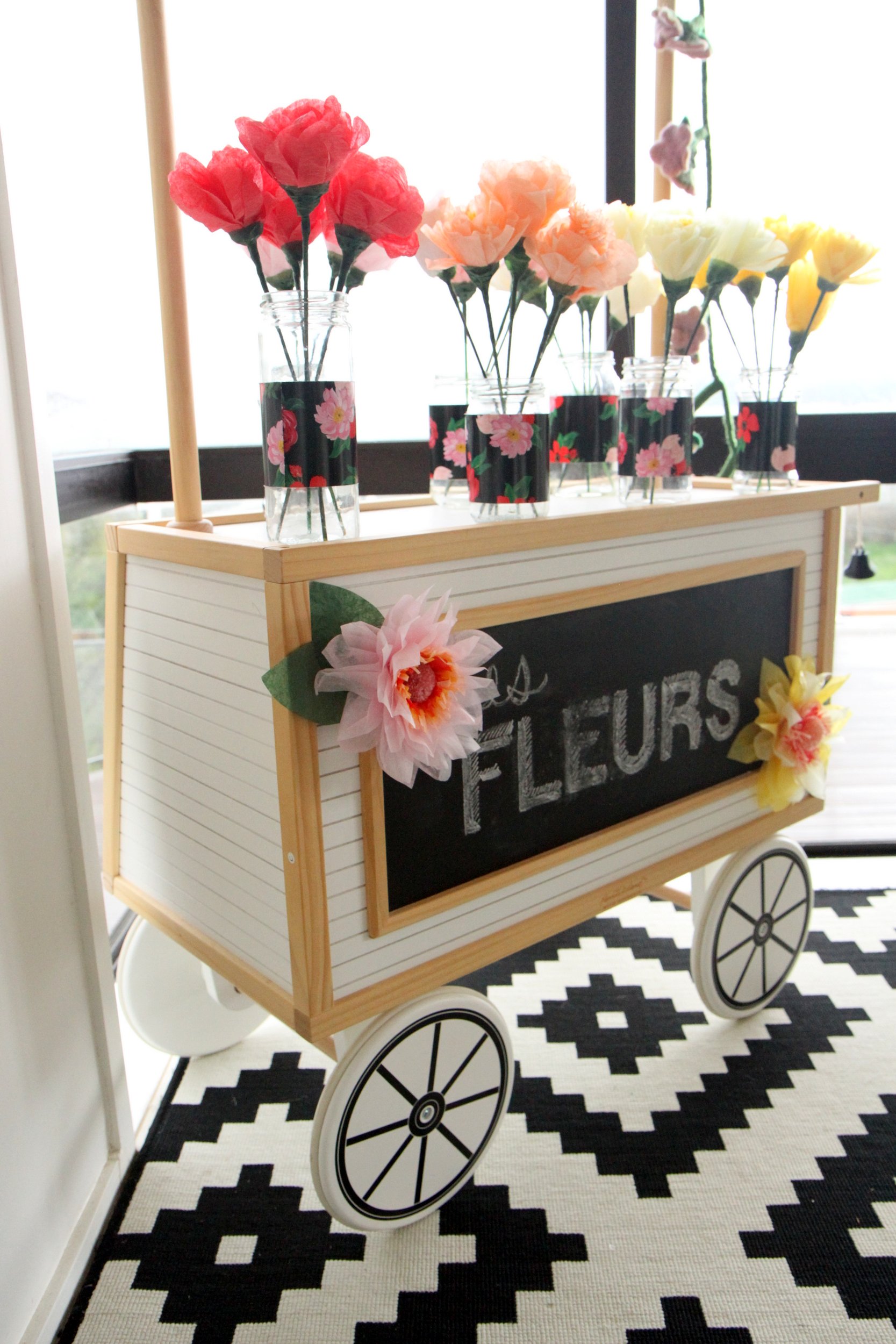 paper flower market for a paris themed party