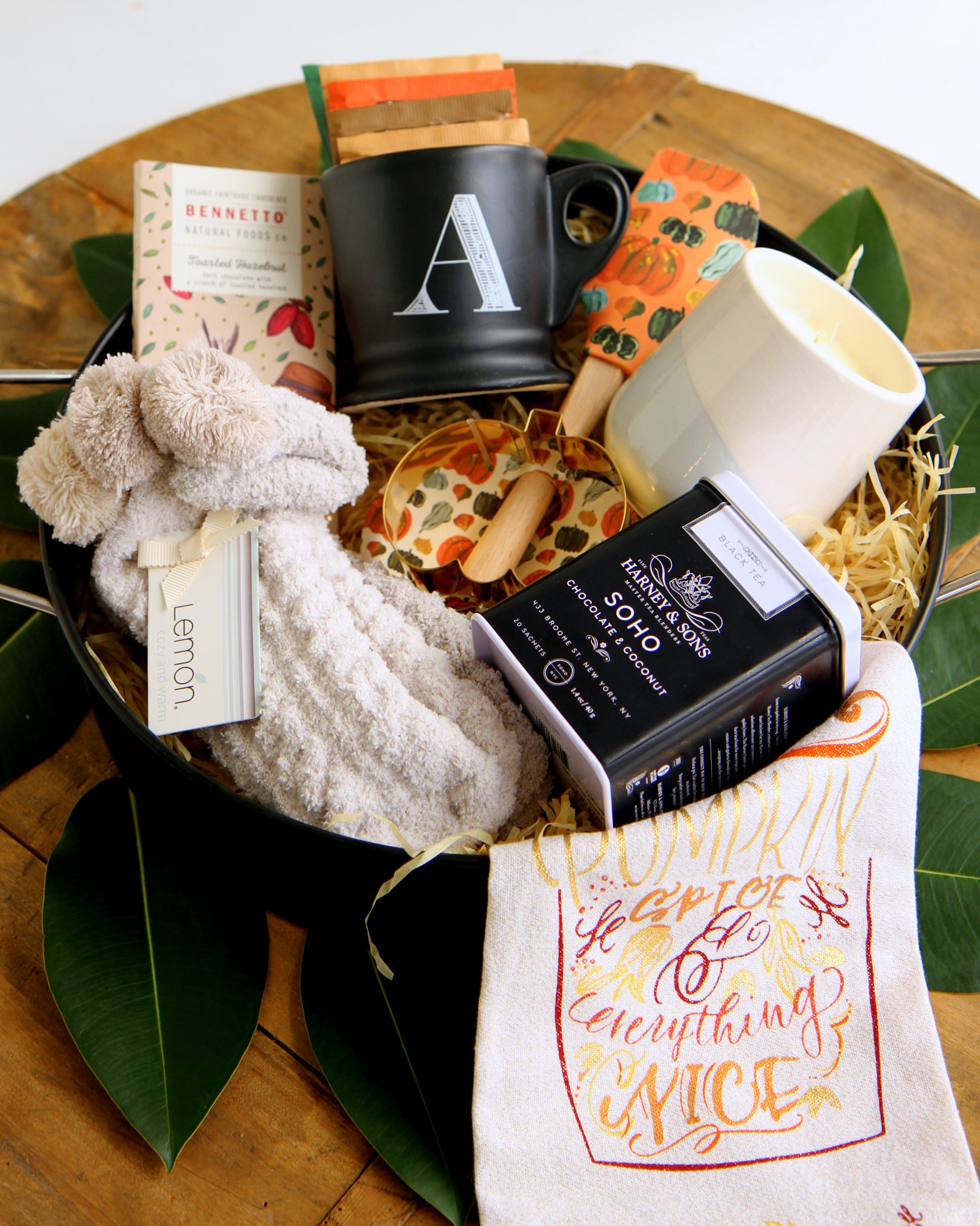 the coziest fall gift basket- perfect for a thanksgiving hostess gift