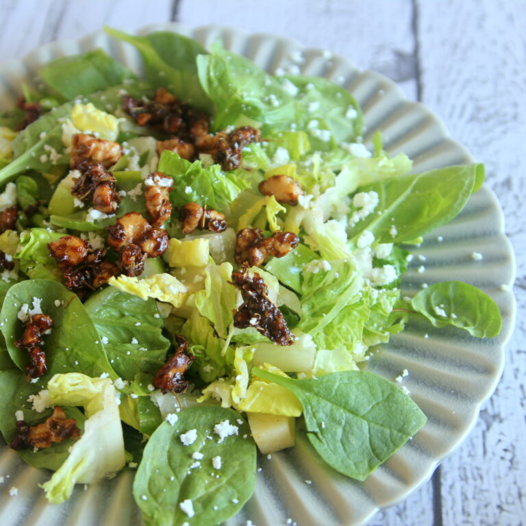 from good to gourmet: rosemary candied walnut salad topper