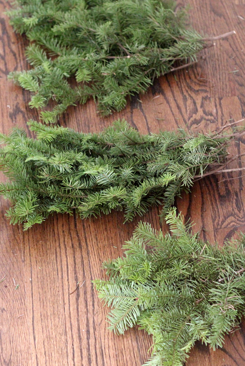 how to make a wreath using your leftover Christmas tree branches