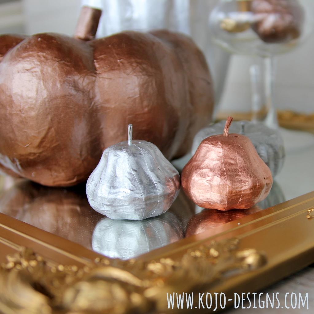 how to make copper, silver and gold pumpkins by kojodesigns for spooktacular at eighteen25