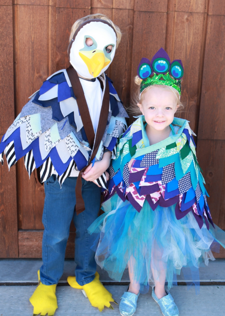 little bird halloween costumes- a peacock and an eagle