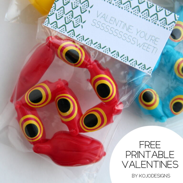 free printable valentines- snakes