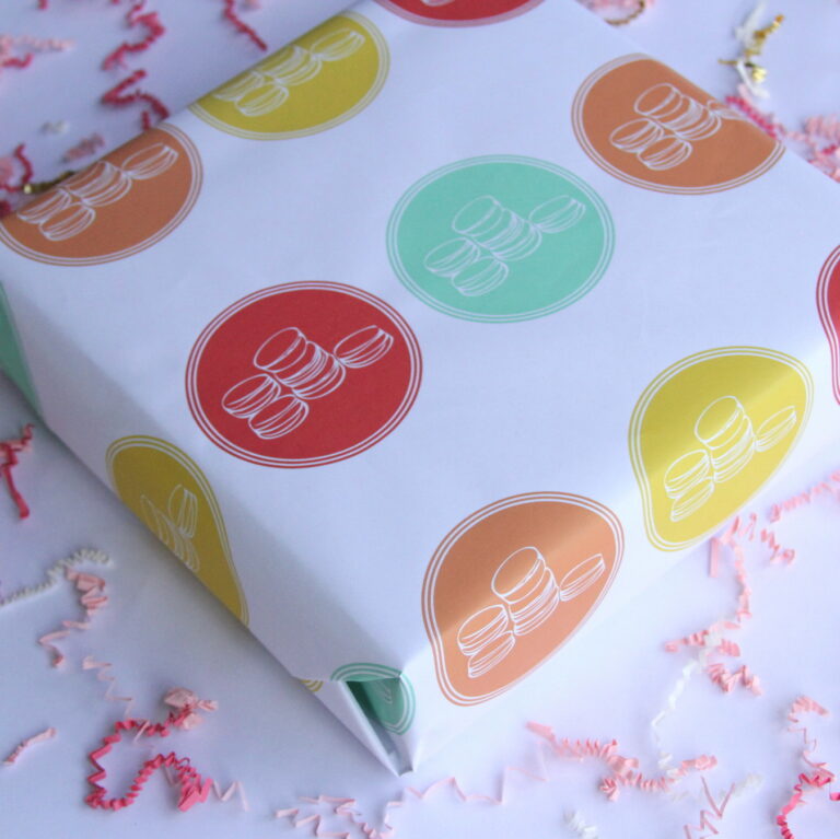 printable macaron gift wrap