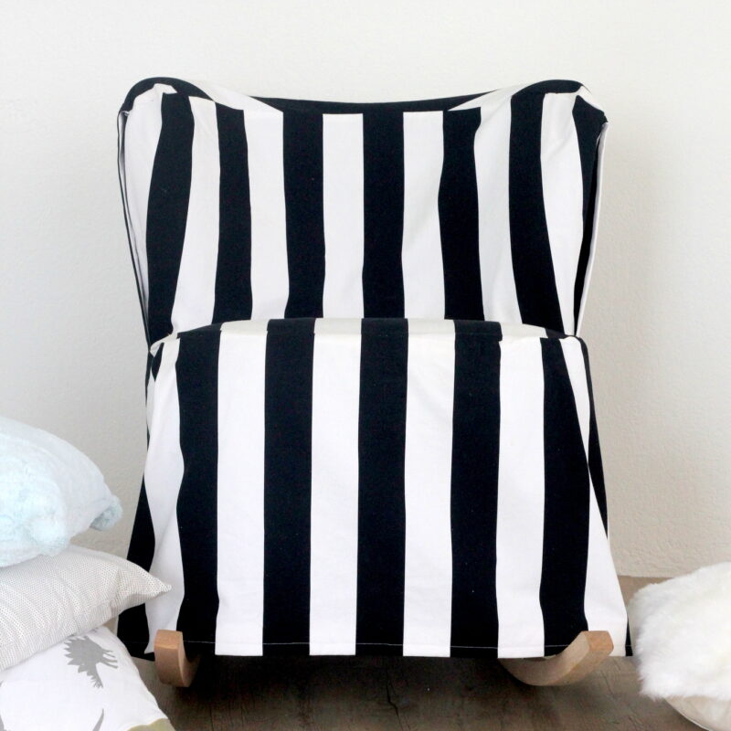 simple chair cover- black and white stripes (and easy to do!)
